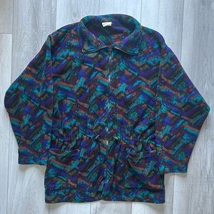 Vintage 90's Full Zip Abstract Fleece Sweater Size Large